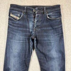 Diesel Jeans Men 31x34 Blue Buster Slim Taper Stretch Repaired Grunge 0607A